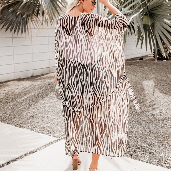 Fashionable Chiffon Kimono Cape Cover Up Wrap - Picture 3 of 7